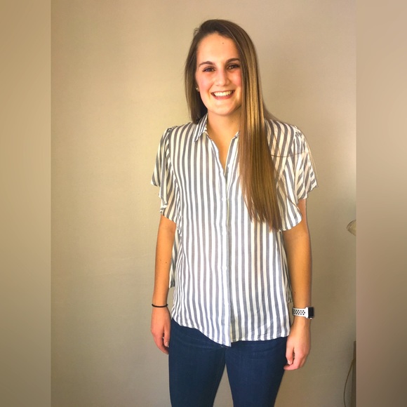 Striped Button Up Blouse - Picture 9 of 10